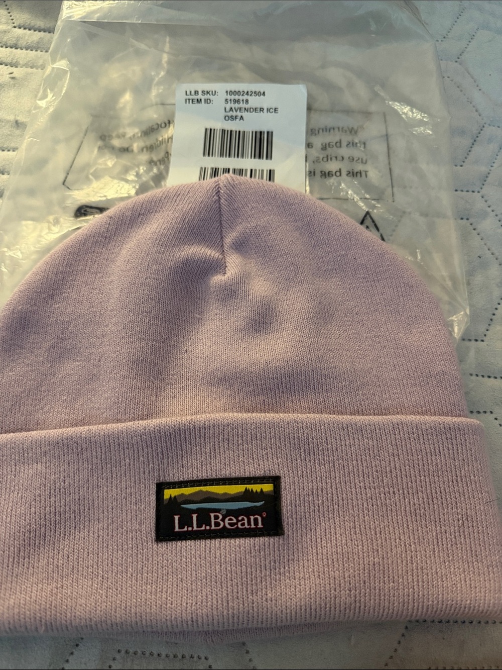 L.L. Bean Lavender Ice Folded Cuff Beanie-NEW WITH TAGS